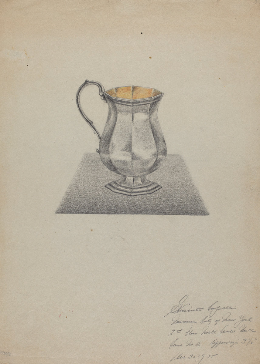 Silver Pitcher by Giacinto Capelli (American, active c. 1935), 16X12"(A3)Poster Print