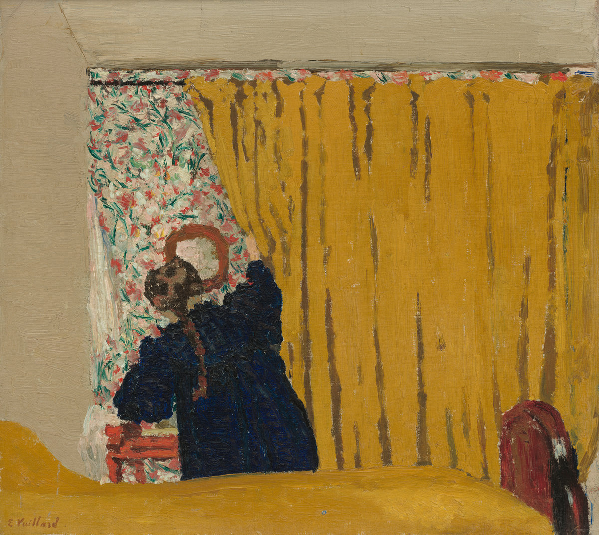 The Yellow Curtain by Edouard Vuillard (French, 1868 - 1940), 16X12"(A3)Poster Print