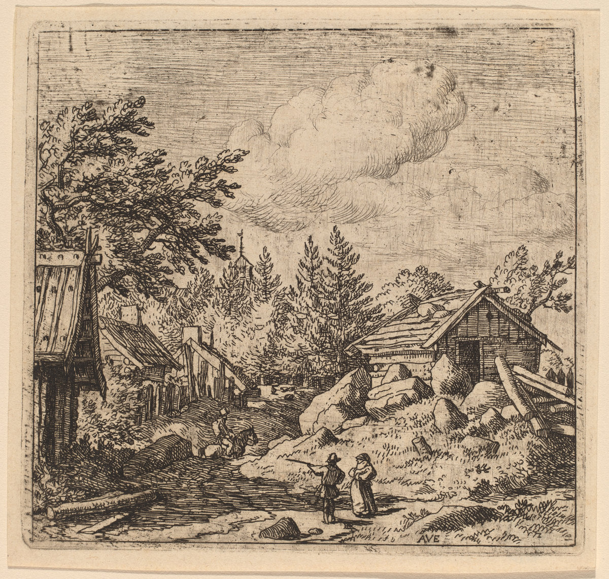 Hamlet on Mountainous Ground by Allart van Everdingen (Dutch, 1621 - 1675), 16X12"(A3)Poster Print