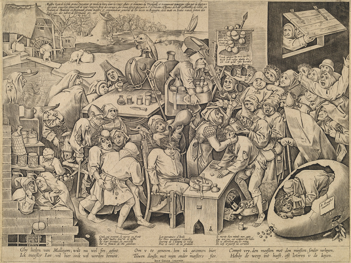 The Witch of Malleghem by Pieter van der Heyden after Pieter Bruegel the Elder (Flemish, active c. 1551/1572), 16X12"(A3)Poster Print