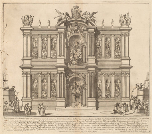 The Kingdom of Naples, for the "Chinea" Festival by Miguel de Sorellò after Francisco Preciado de la Vega (designer) (Spanish, c. 1700 - c. 1765), 16X12"(A3)Poster Print