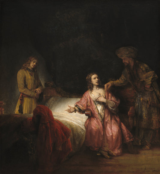 1655 by Rembrandt Workshop (Joseph Accused by Potiphar's Wife), 16X12"(A3)Poster Print