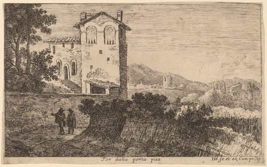 For dalla porta pia (Villa outside the Porta Pia) by Herman van Swanevelt (Dutch, c. 1600 - 1655), 16X12"(A3)Poster Print