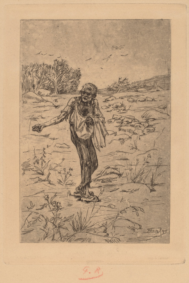 The Parable of the Sower (Le Semeur de Paraboles) by Félicien Rops (Belgian, 1833 - 1898), 16X12"(A3)Poster Print