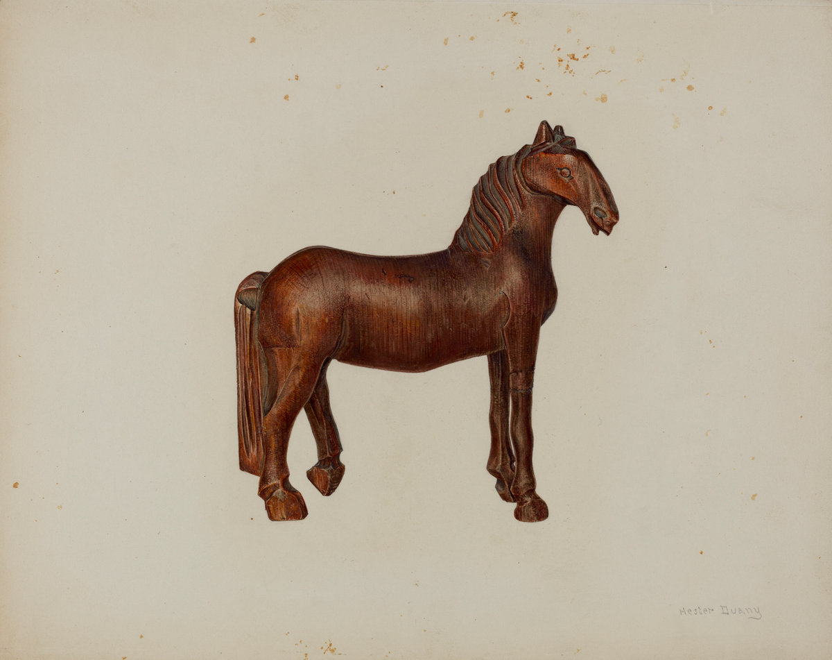 Carved Toy Horse by Hester Duany (American, 1891 - 1964), 16X12"(A3)Poster Print
