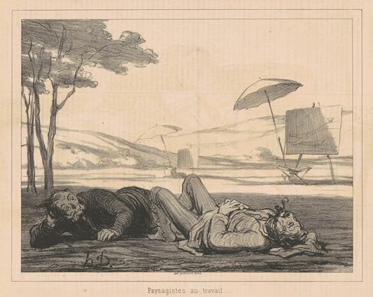 Paysagistes au travail by Honoré Daumier (French, 1808 - 1879), 16X12"(A3)Poster Print