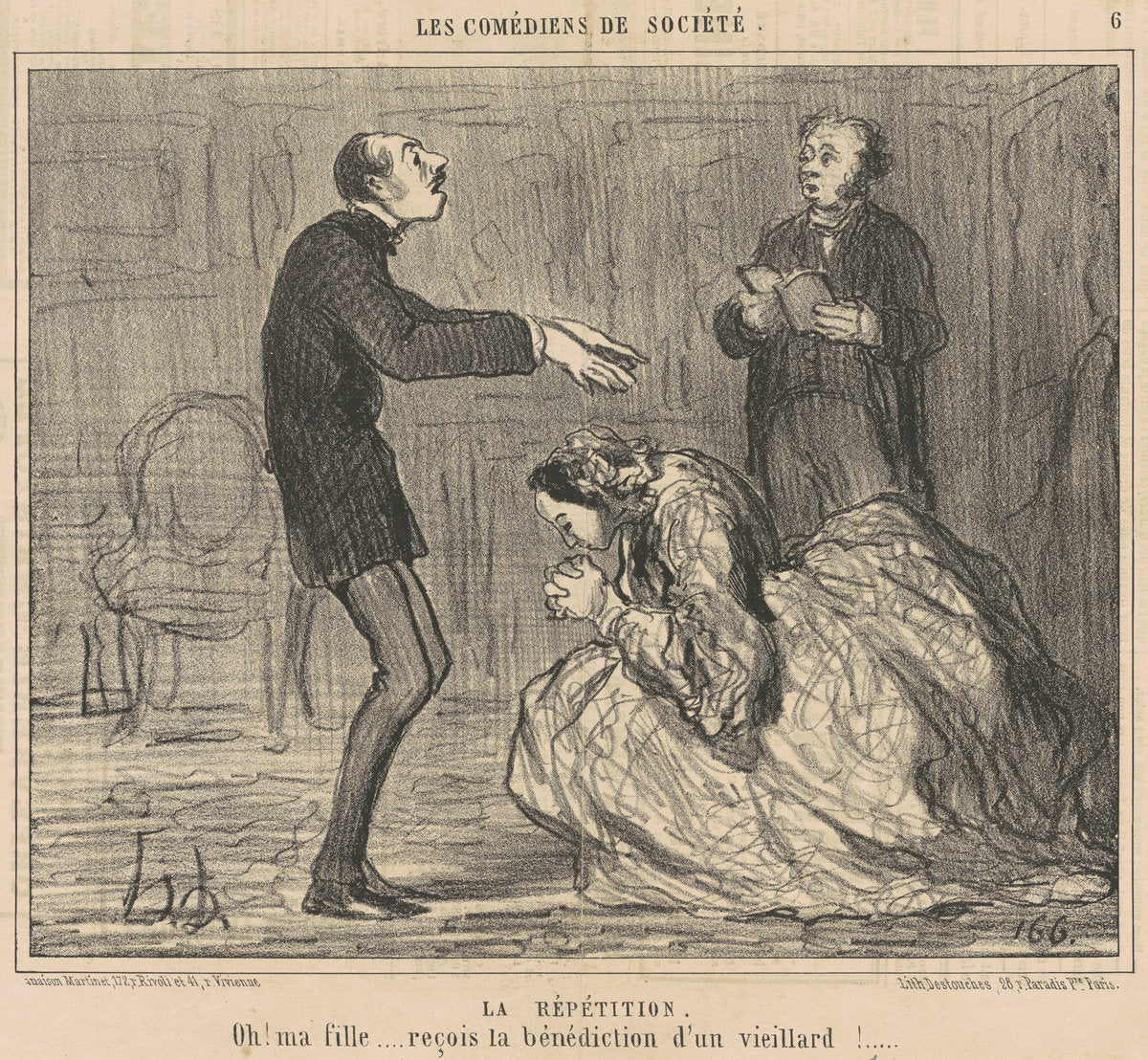 La répétition by Honoré Daumier (French, 1808 - 1879), 16X12"(A3)Poster Print