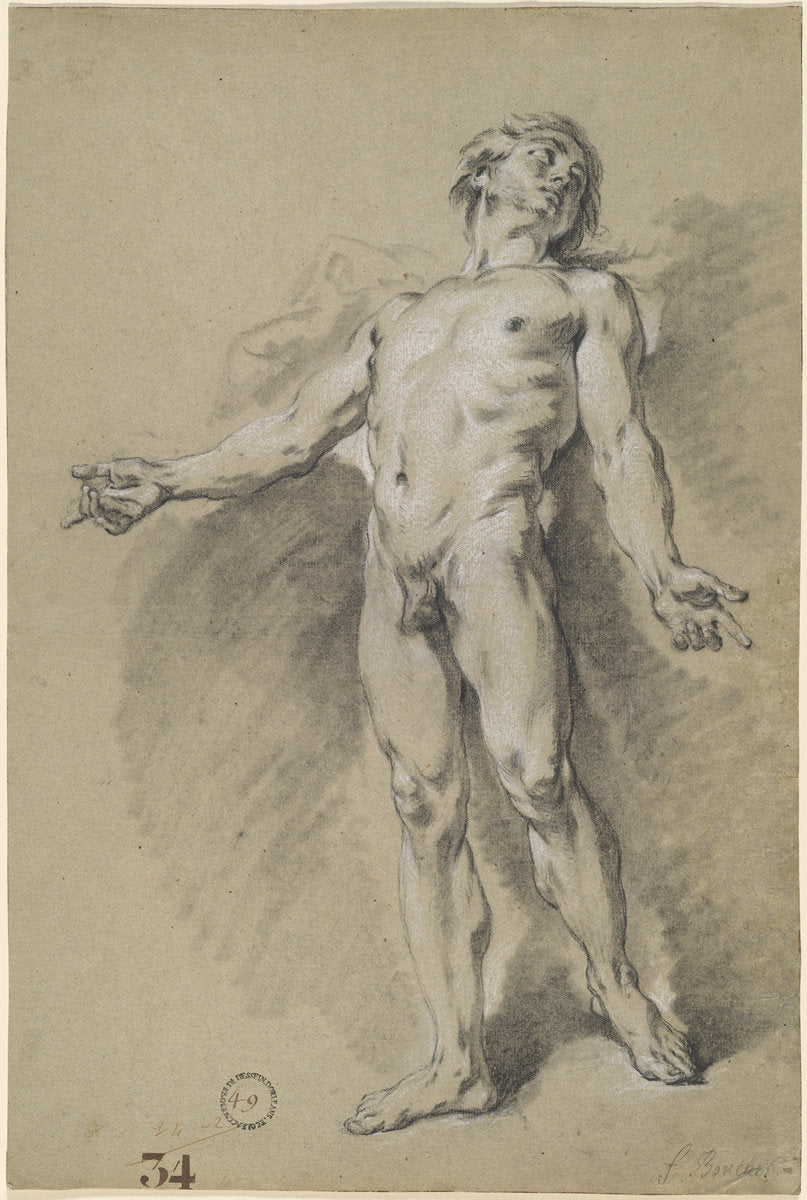 Apollo by François Boucher (French, 1703 - 1770), 16X12"(A3)Poster Print