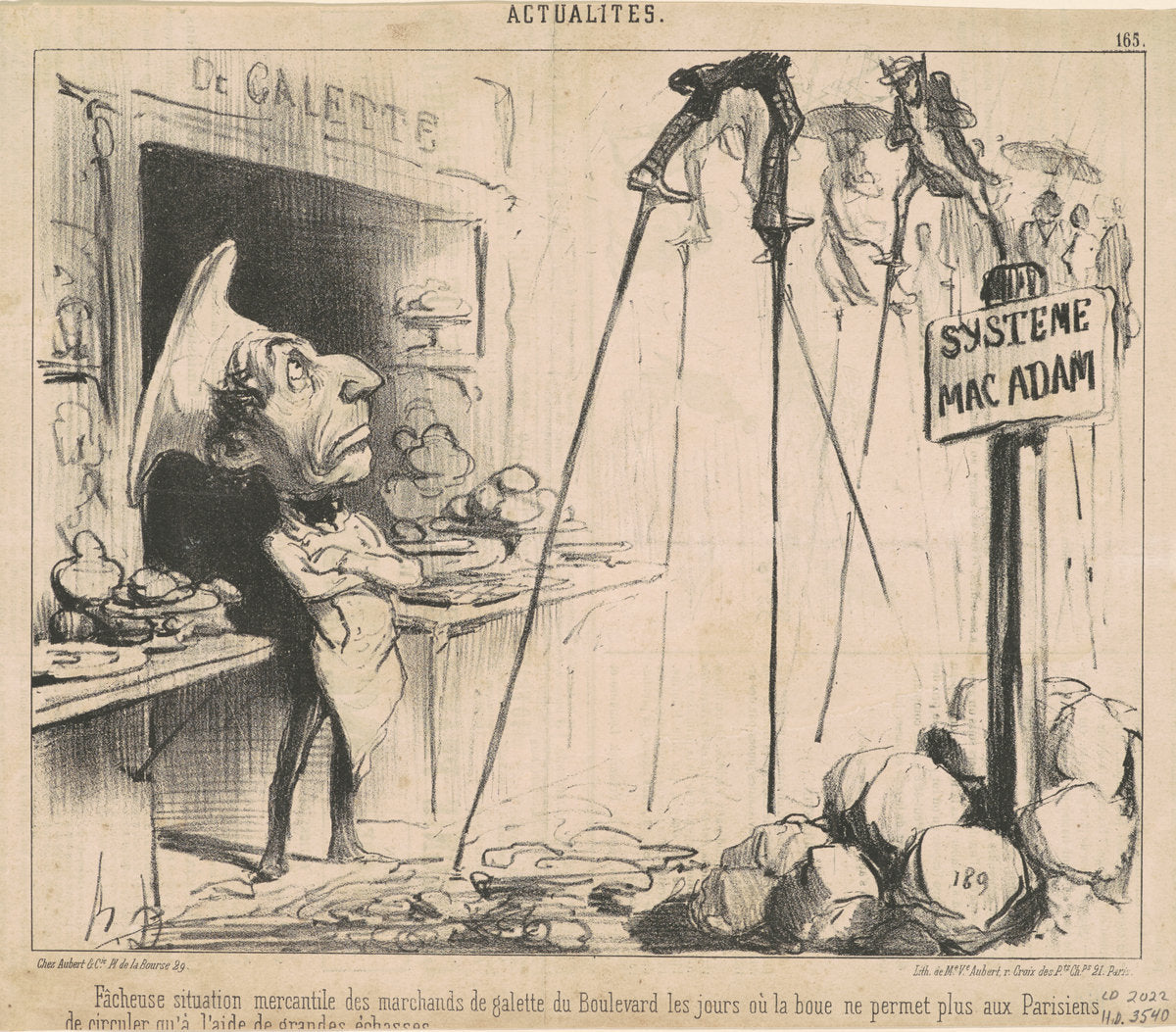 Facheuse situation des marchands de galette by Honoré Daumier (French, 1808 - 1879), 16X12"(A3)Poster Print