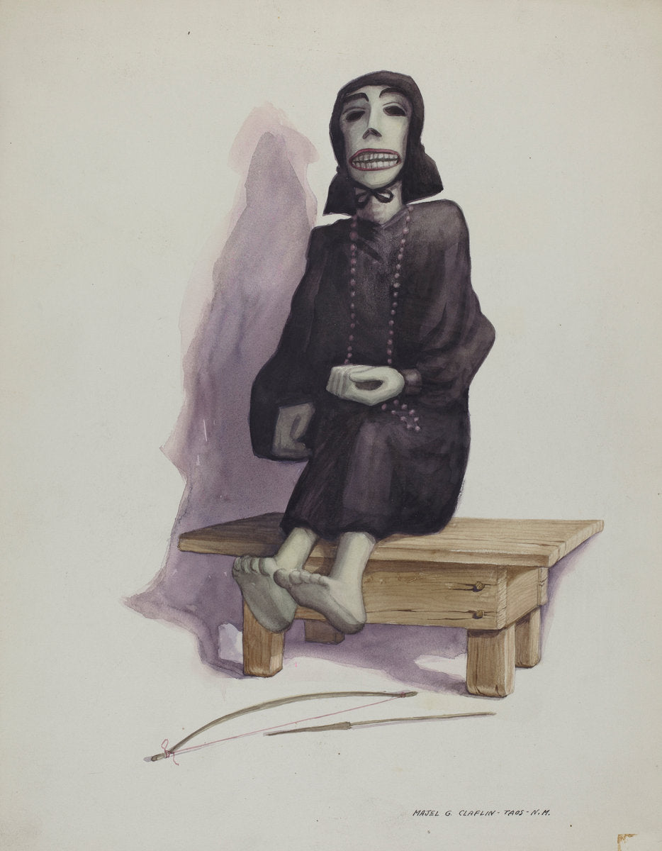 Figure of Death "Muerto" by Majel G. Claflin (American, active c. 1935), 16X12"(A3)Poster Print