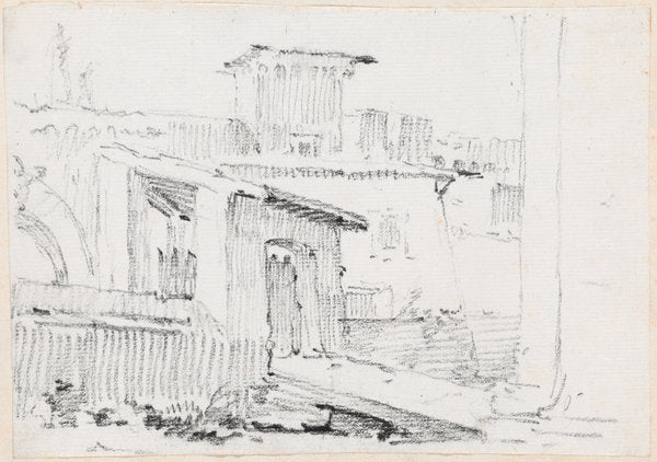 Roman Buildings with an Open Shed by Joseph-Marie Vien (French, 1716 - 1809), 16X12"(A3)Poster Print
