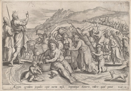 The Exodus from Egypt by Jan Sadeler I, after Maarten van Cleef (Flemish, 1550 - 1600), 16X12"(A3)Poster Print