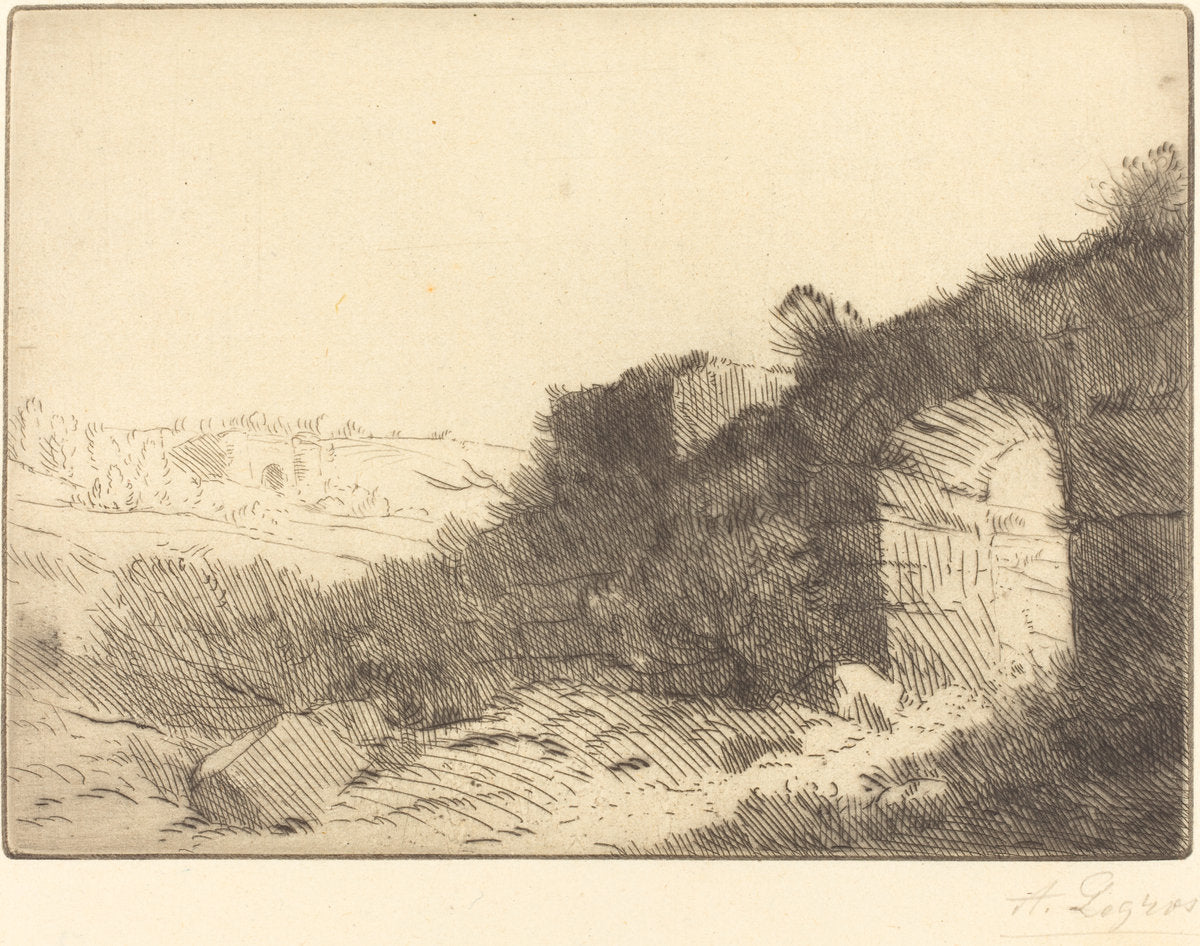 Roman Ruin (Ruine romaine) by Alphonse Legros (French, 1837 - 1911), 16X12"(A3)Poster Print