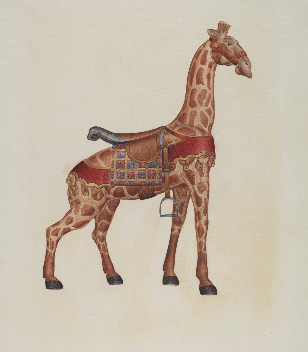 Carousel Giraffe by Henry Tomaszewski (American, 1918 - 1998), 16X12"(A3)Poster Print
