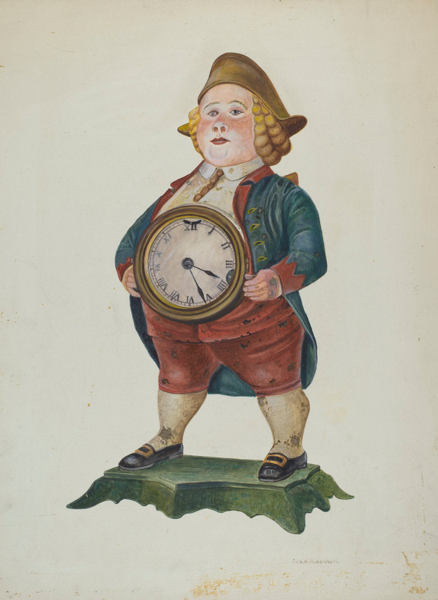 Decorated Cast Iron Clock by George H. Alexander (American, active c. 1935), 16X12"(A3)Poster Print
