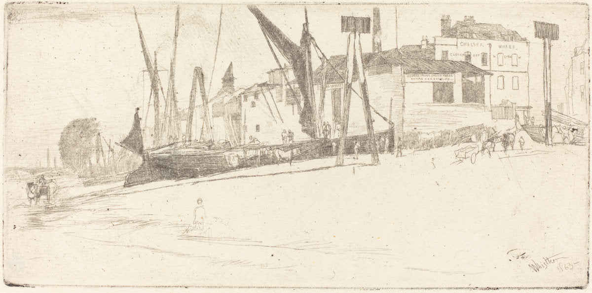 Chelsea Wharf by James McNeill Whistler (American, 1834 - 1903), 16X12"(A3)Poster Print