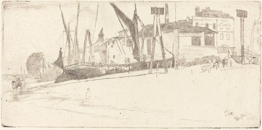 Chelsea Wharf by James McNeill Whistler (American, 1834 - 1903), 16X12"(A3)Poster Print