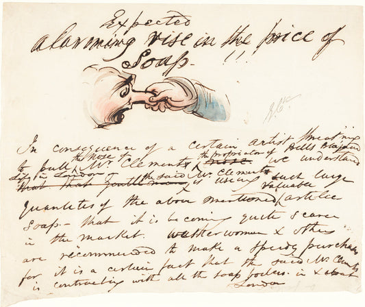 Expected--alarming rise in the price of soap! by George Cruikshank (British, 1792 - 1878), 16X12"(A3)Poster Print