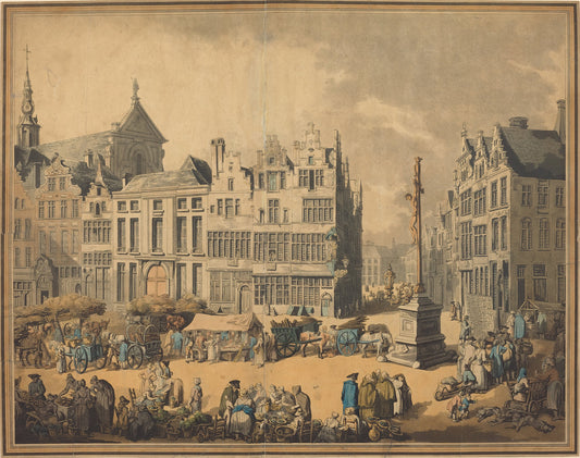 Place de Meir at Antwerp by Thomas Rowlandson (British, 1756 - 1827), 16X12"(A3)Poster Print