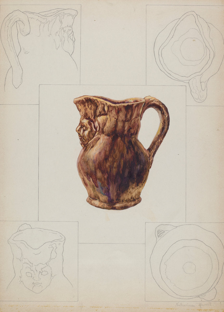 Toby Pottery Jug by Katharine Merrill (American, active c. 1935), 16X12"(A3)Poster Print