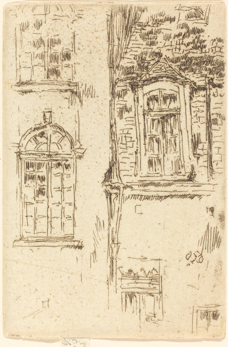 Windows Opposite Hotel, Bourges by James McNeill Whistler (American, 1834 - 1903), 16X12"(A3)Poster Print