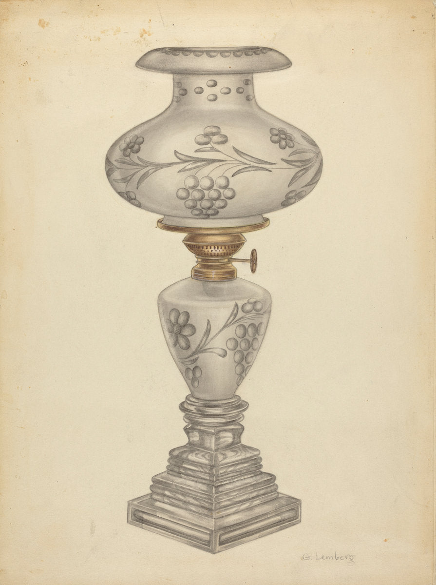 Lamp with Shade by Gertrude Lemberg (American, active c. 1935), 16X12"(A3)Poster Print