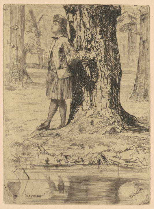 Seymour Standing Under a Tree by James McNeill Whistler (American, 1834 - 1903), 16X12"(A3)Poster Print