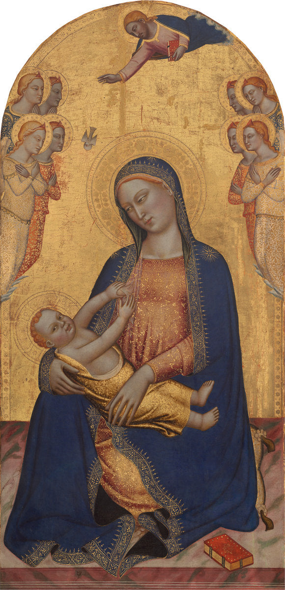 Madonna and Child with God the Father Blessing and Angels by Jacopo di Cione (Florentine, c. 1340 - c. 1400?), 16X12"(A3)Poster Print