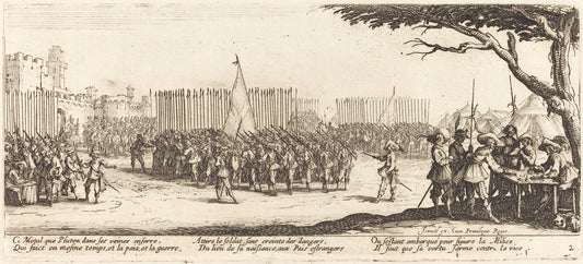 Recruitment of Troops by Jacques Callot (French, 1592 - 1635), 16X12"(A3)Poster Print