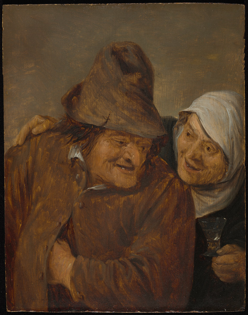 Two Peasants with a Glass of Wine by David Teniers the Younger (Flemish, 1610 - 1690), 16X12"(A3)Poster Print