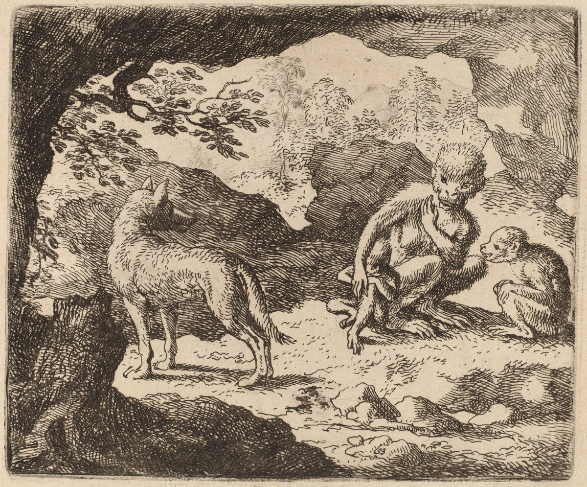 The Wolf and the Monkeys by Allart van Everdingen (Dutch, 1621 - 1675), 16X12"(A3)Poster Print