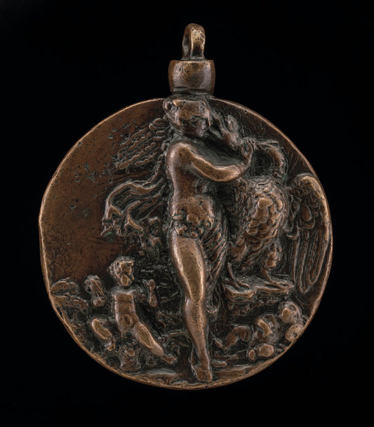c. 1520 by Follower of Moderno (Standing Leda and the Swan [obverse]), 16X12"(A3)Poster Print