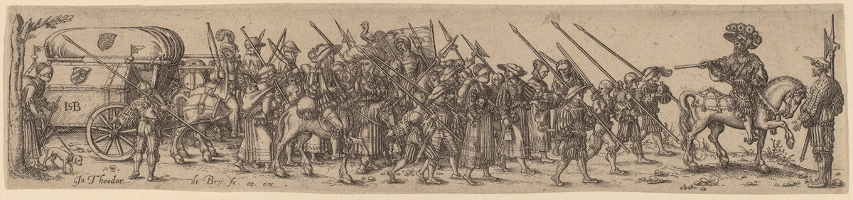 The Baggage Train with the Sergeant-Major by Jan Theodor de Bry after Barthel Beham (Flemish, 1561 - 1623), 16X12"(A3)Poster Print