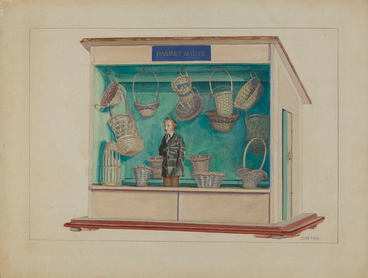 Basket Maker's Store by John Fisk (American, active c. 1935), 16X12"(A3)Poster Print