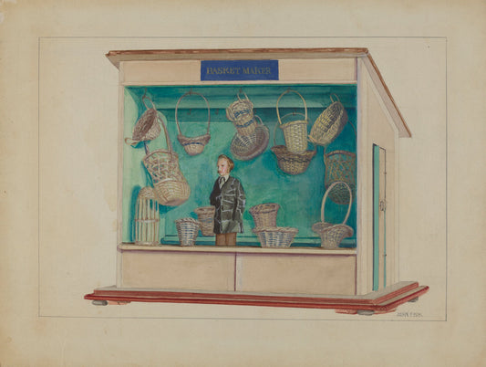 Basket Maker's Store by John Fisk (American, active c. 1935), 16X12"(A3)Poster Print
