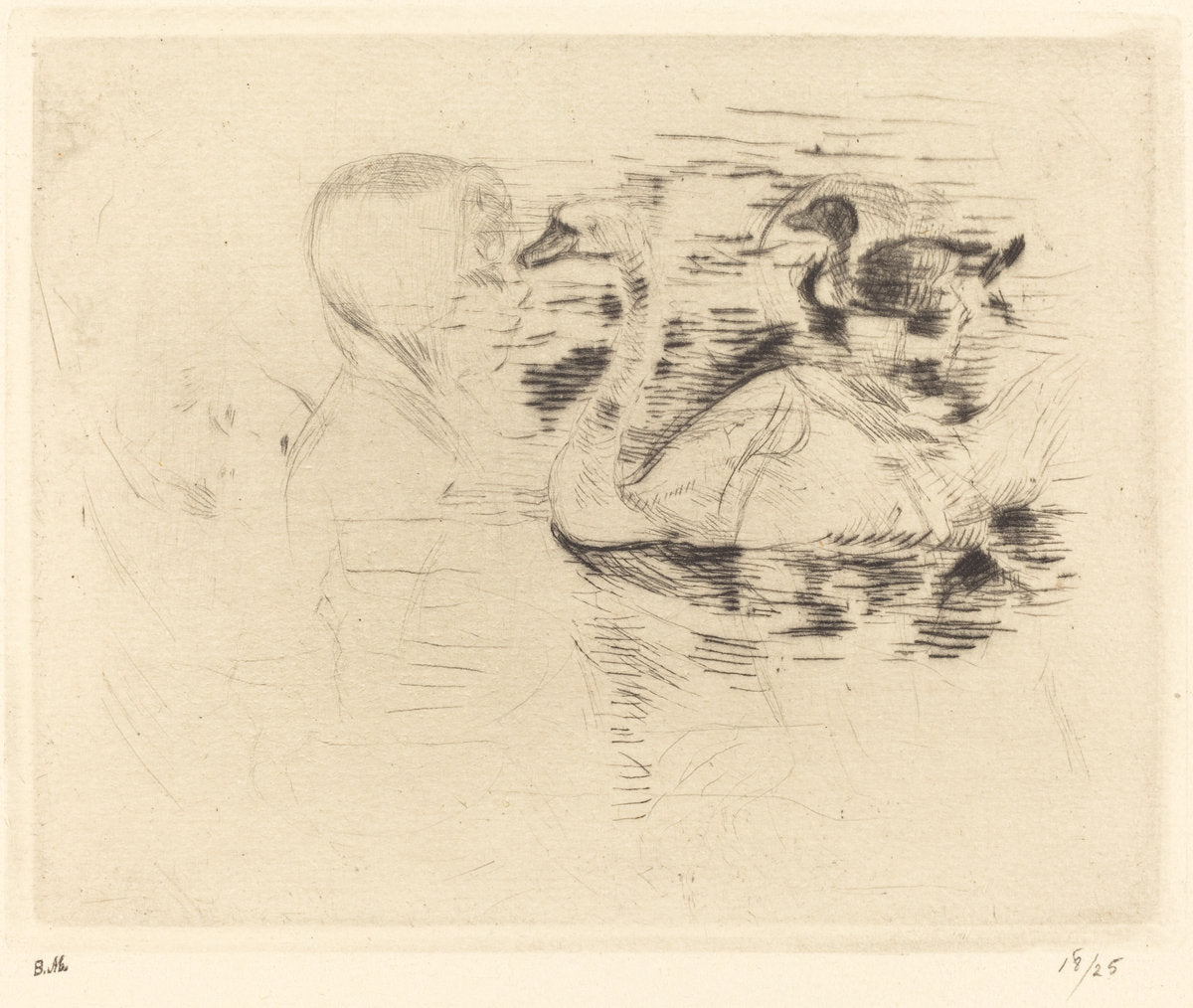 Swans at Stagnant Water by Berthe Morisot (French, 1841 - 1895), 16X12"(A3)Poster Print