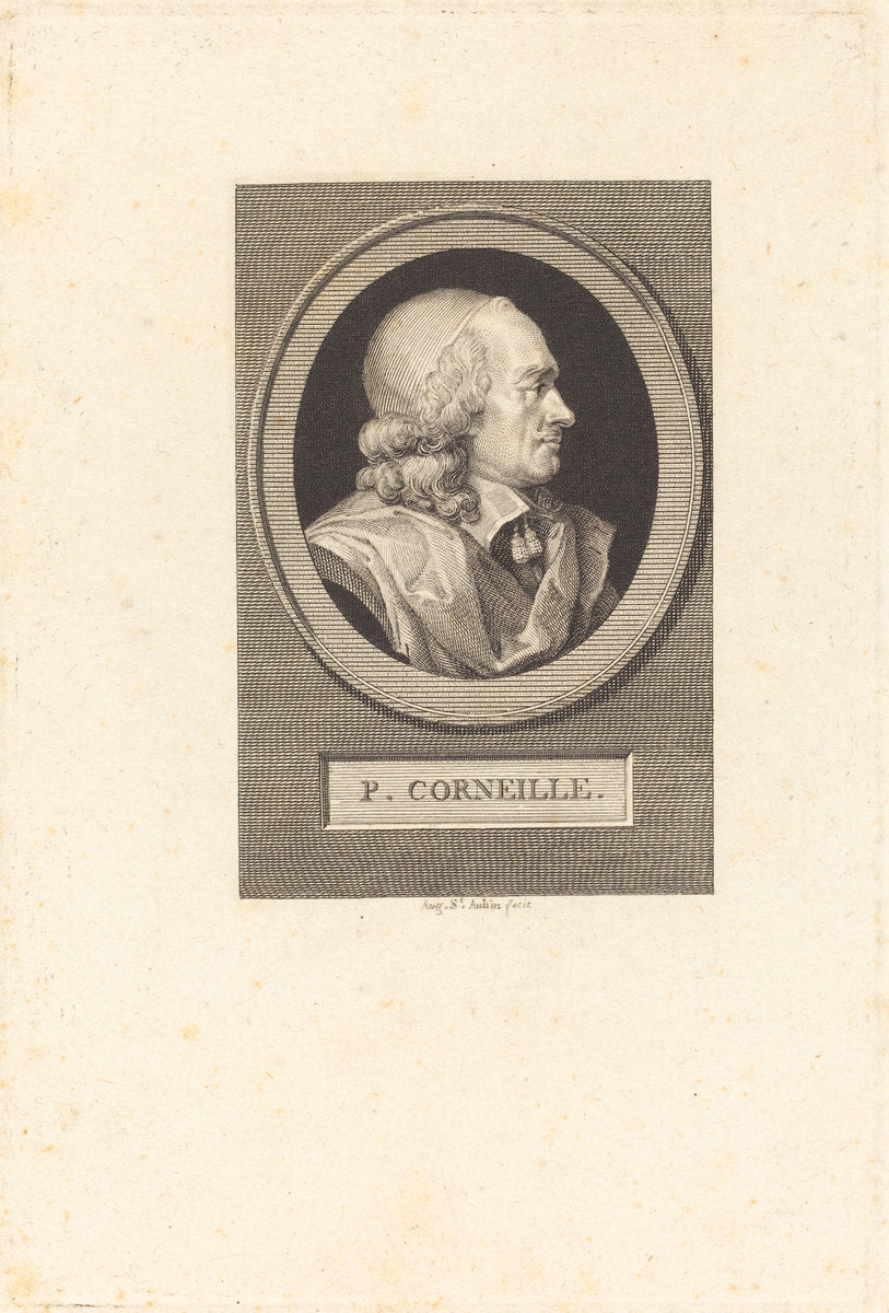 Pierre Corneille by Augustin de Saint-Aubin (French, 1736 - 1807), 16X12"(A3)Poster Print