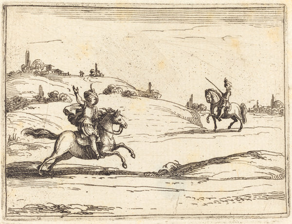 Two Knights by Jacques Callot (French, 1592 - 1635), 16X12"(A3)Poster Print