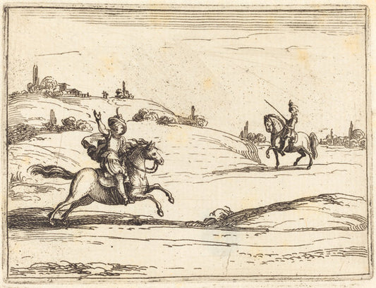Two Knights by Jacques Callot (French, 1592 - 1635), 16X12"(A3)Poster Print