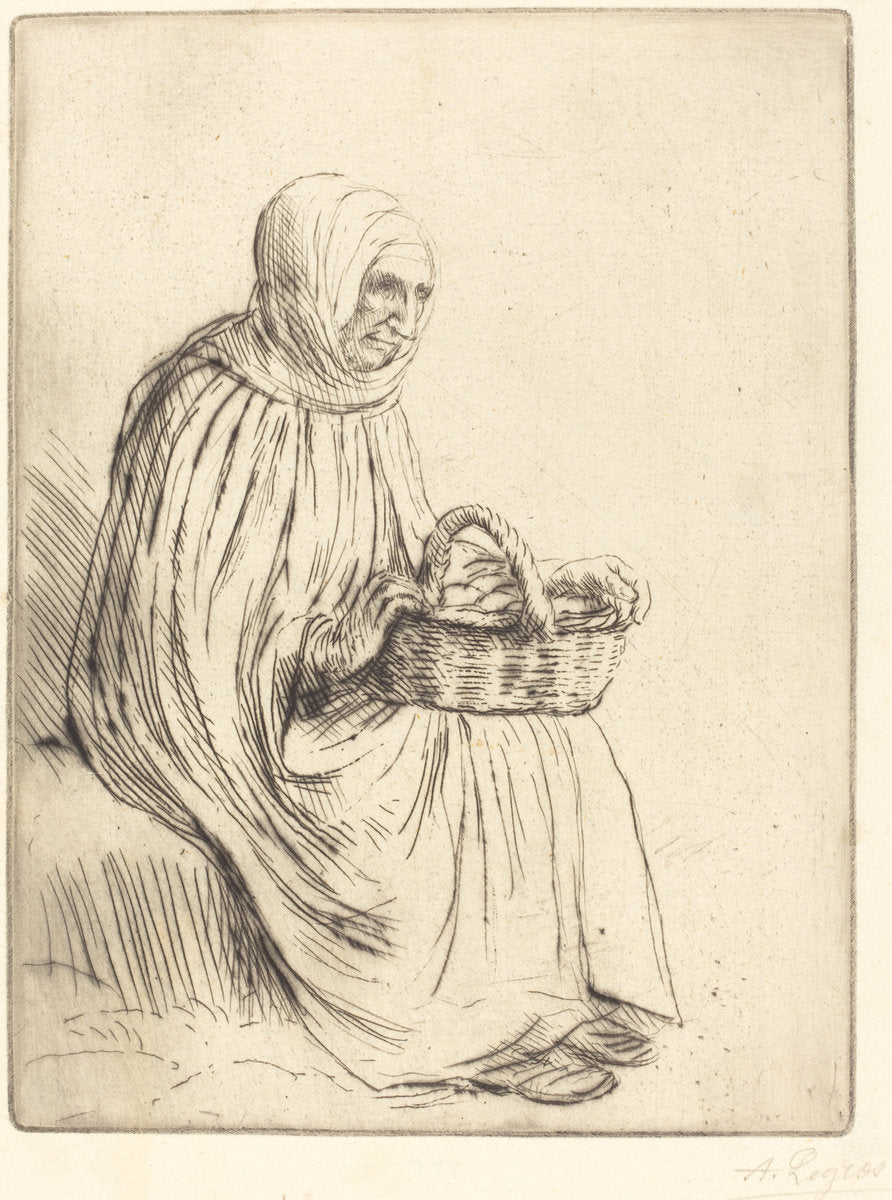 Woman of the Marketplace (Femme du marche) by Alphonse Legros (French, 1837 - 1911), 16X12"(A3)Poster Print