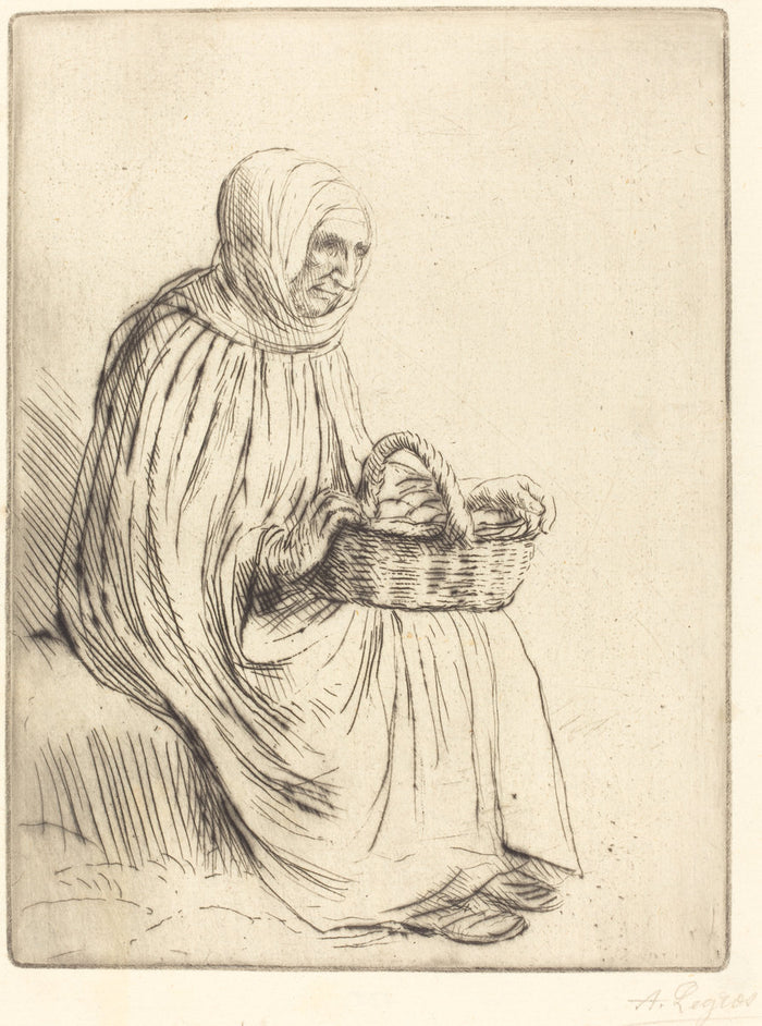 Woman of the Marketplace (Femme du marche) by Alphonse Legros (French, 1837 - 1911), 16X12