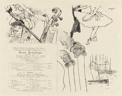 Program for the Soiree Artistique (Programme de la Soirée des anciens élèves du Lycée de Nantes) by Edgar Degas (French, 1834 - 1917), 16X12"(A3)Poster Print