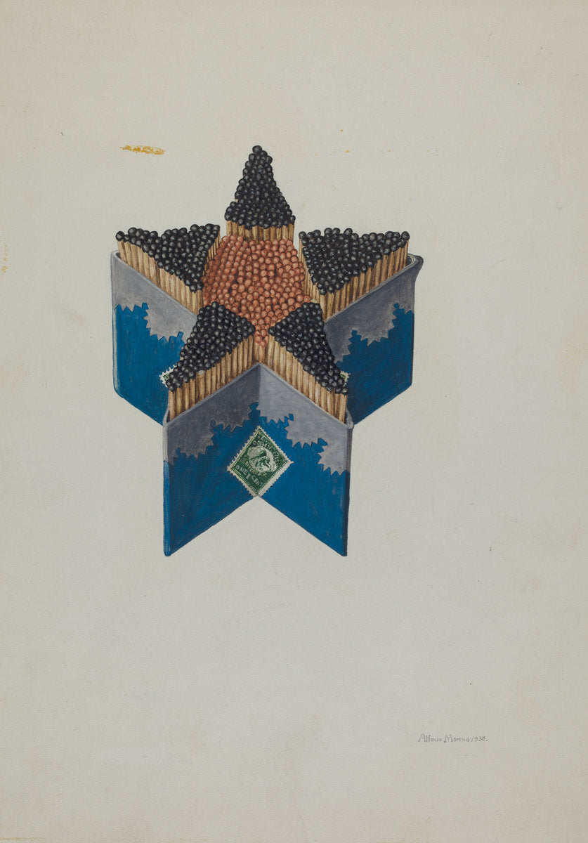 Star Shaped Match Box by Alfonso Moreno (American, active c. 1935), 16X12"(A3)Poster Print