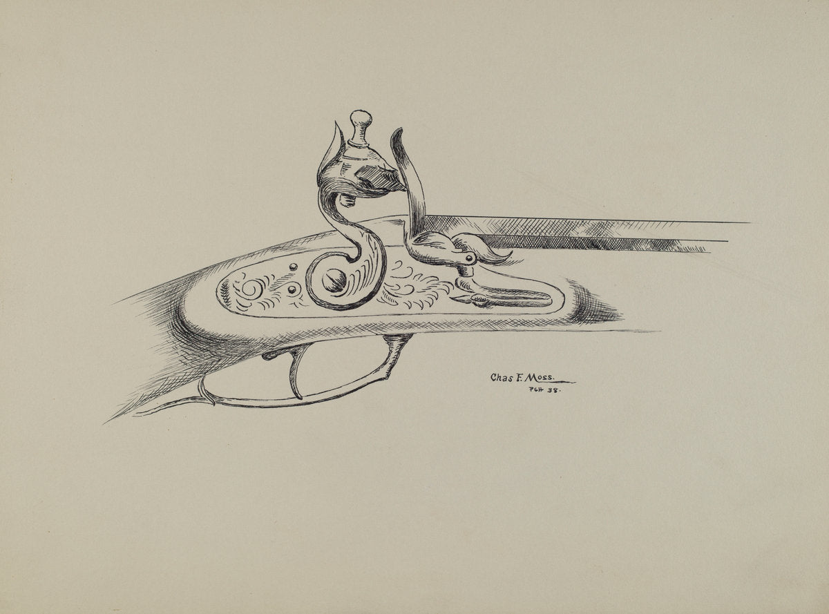 Detail of a Flint Lock by Charles Moss (American, active c. 1935), 16X12"(A3)Poster Print