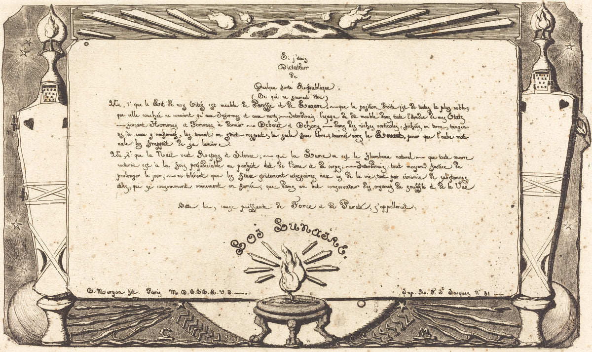 La Loi lunaire, 1er planche ("Lunar" Law, 1st plate) by Charles Meryon (French, 1821 - 1868), 16X12"(A3)Poster Print