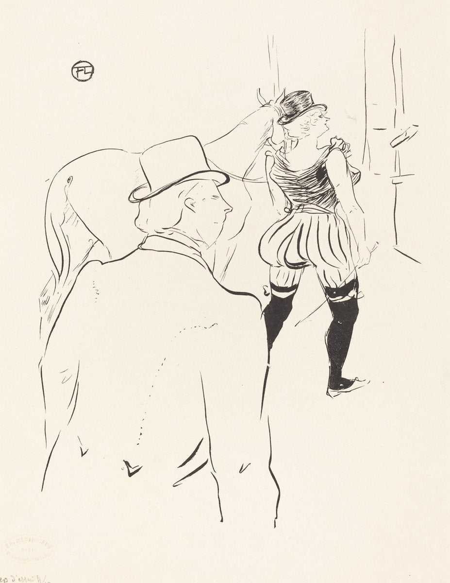 In the Wings of the Folies-Bergere:  Mrs. Lona Barrison with Her Manager and Husband by Henri de Toulouse-Lautrec (French, 1864 - 1901), 16X12"(A3)Poster Print