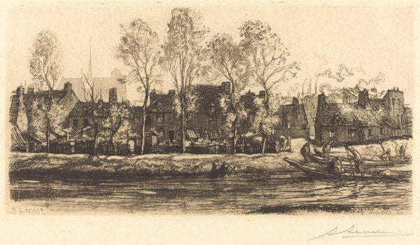 Banks of the Somme at Amiens (Bords de la Somme a Amiens) by Auguste Lepère (French, 1849 - 1918), 16X12"(A3)Poster Print