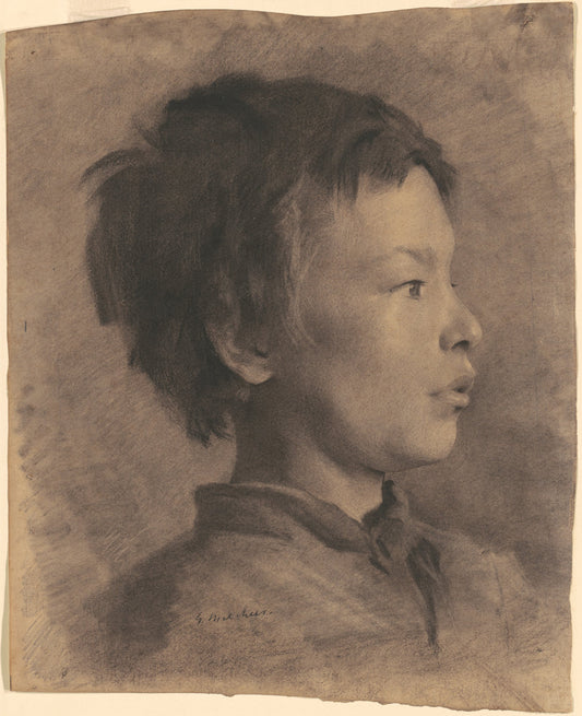 Head of a Boy by Gari Melchers (American, 1860 - 1932), 16X12"(A3)Poster Print