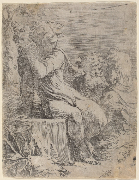 The Boy and Two Old Men by Parmigianino (Italian, 1503 - 1540), 16X12"(A3)Poster Print
