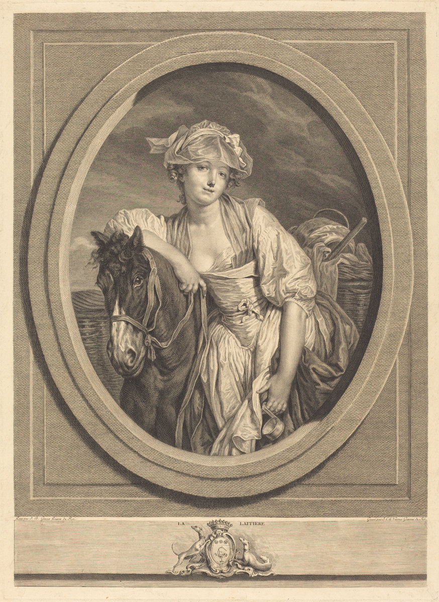 La laitiere by Jean Charles Levasseur after Jean-Baptiste Greuze (French, 1734 - 1816), 16X12"(A3)Poster Print